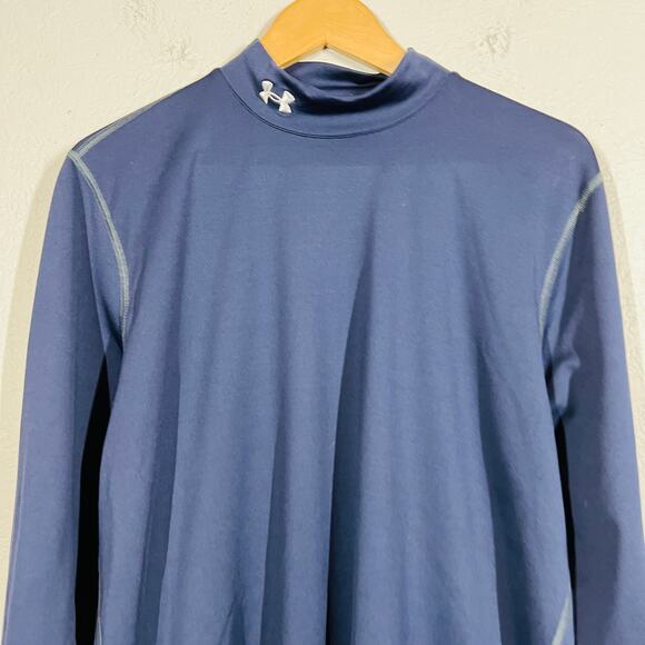 Under Armour Cold Gear Fitted Athletic Top Long Sleeve Sport Casual Blue - XL - Picture 2 of 4
